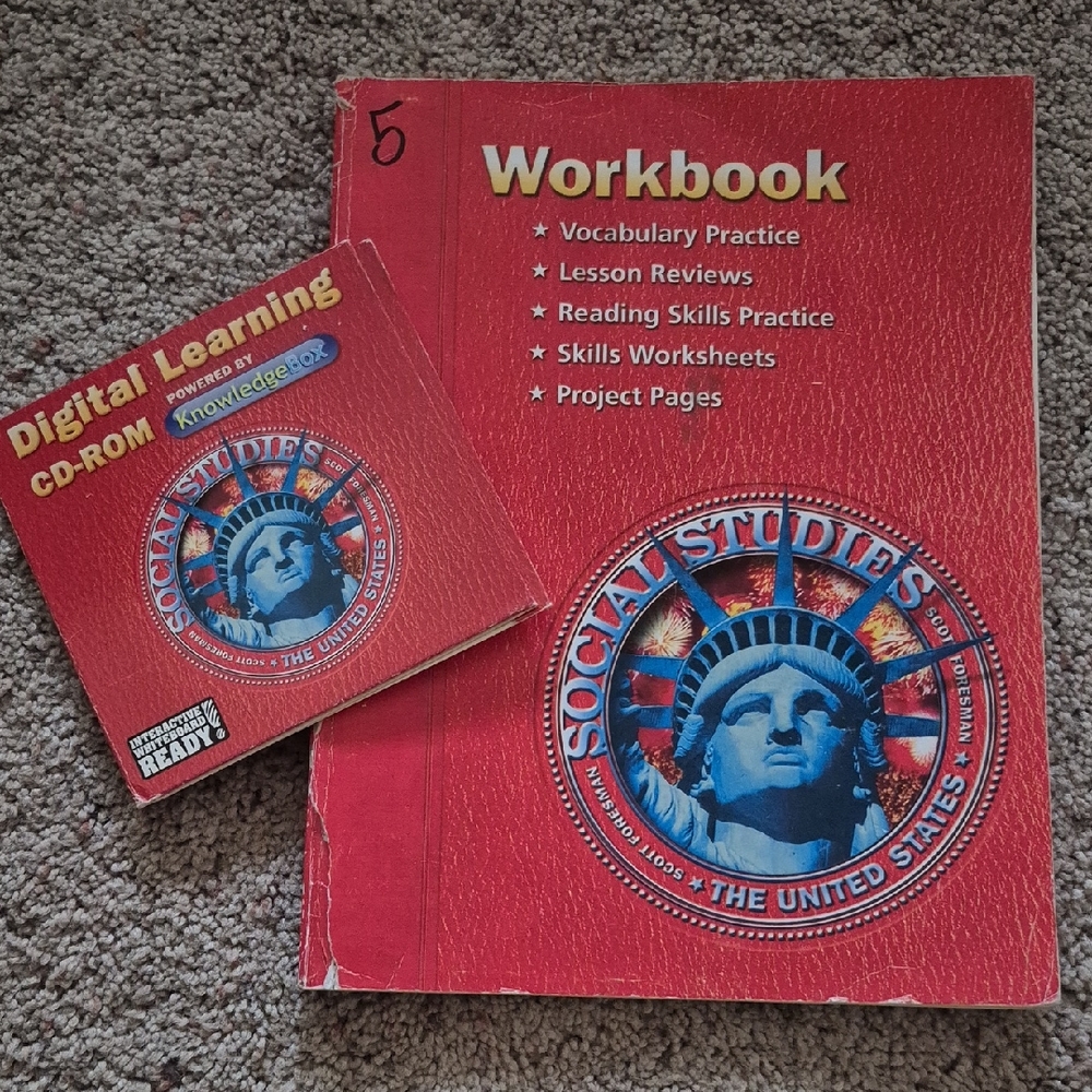 Social Studies Workbook + Interactive Learning CD 5th Grade Homeschool Book